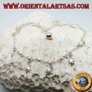 Bracelet de cheville en argent avec des feuilles de marijuana suspendues et une cloche