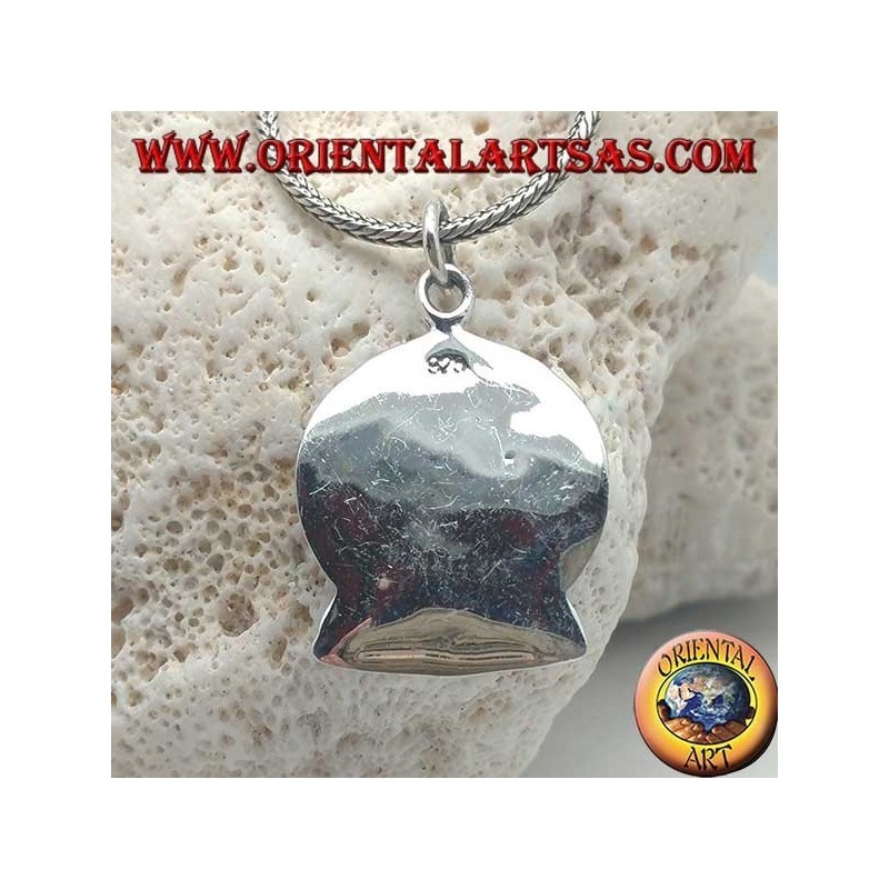 Pendentif Bouddha en argent en position "Bhumisparsha Mudra" avec halo dans le disque