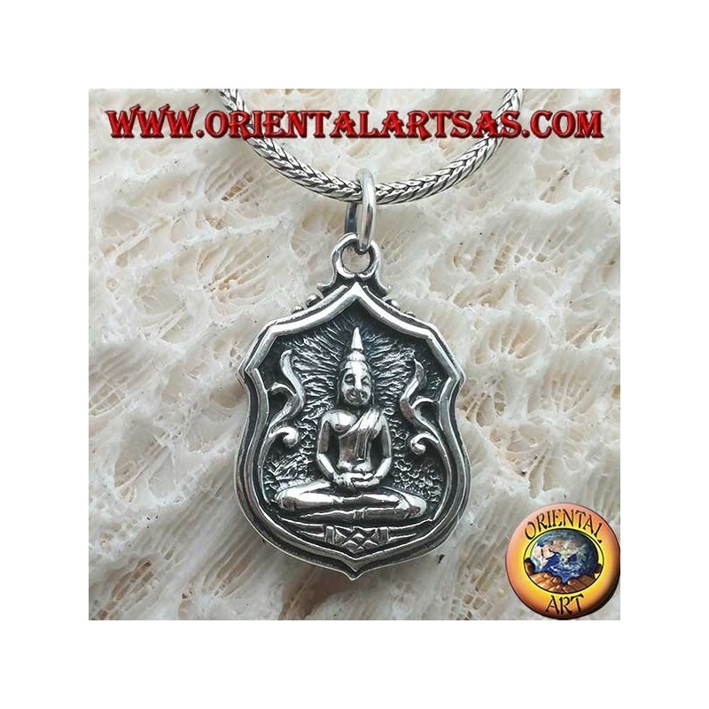 Colgante de plata de Buda "Dhyana Mudra", símbolo de meditación "en la imagen con escritura en el reverso