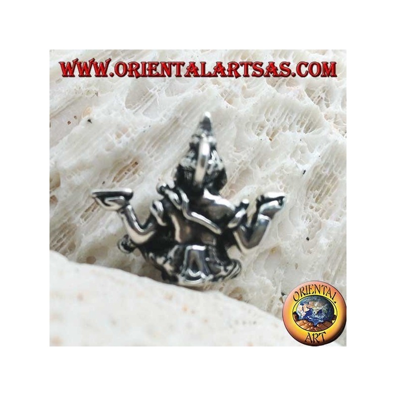 Dreidimensionaler Silberanhänger Ganesh "der Elefantengott" sitzt in einer Position des Gleichgewichts / Gleichgewichts