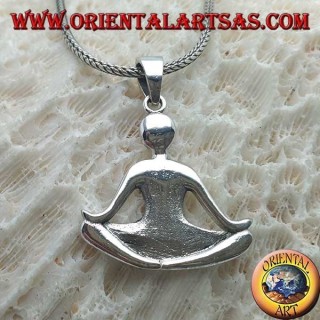 Pendentif en argent "essentiel" lisse, Bouddha assis en méditation