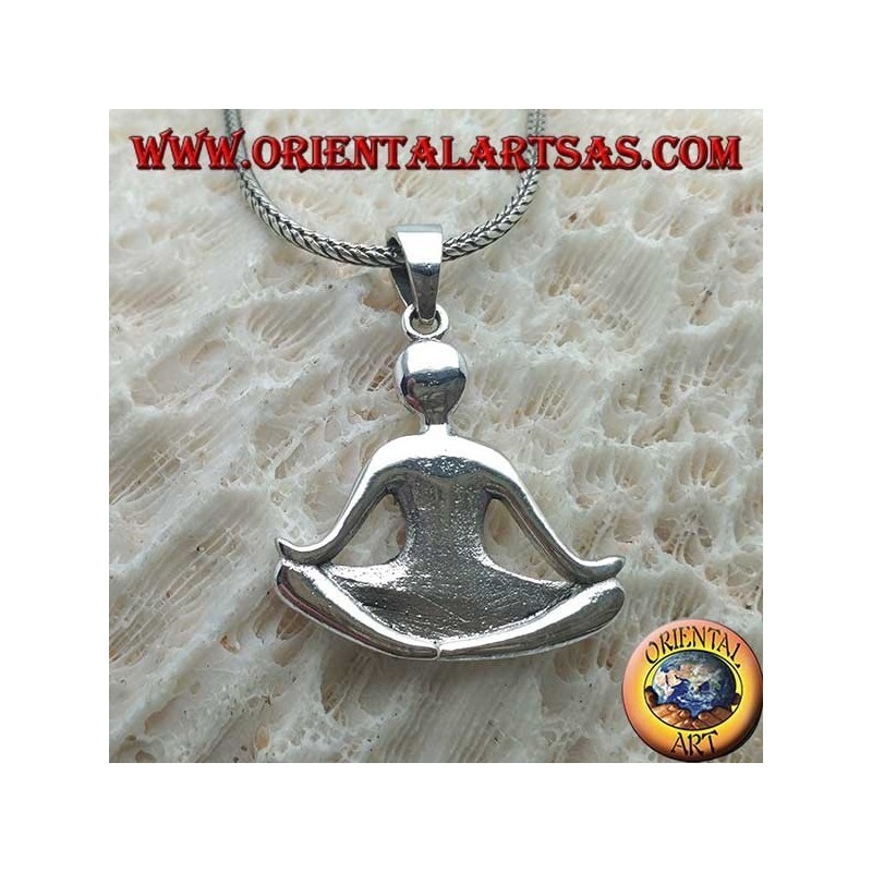 Smooth "essential" silver pendant, sitting buddha in meditation