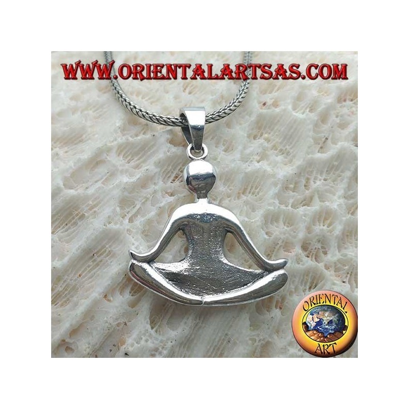 Colgante de plata "esencial" liso, sentado a Buda en meditación
