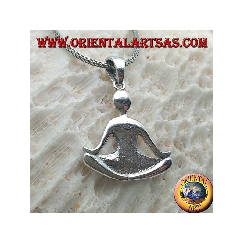 Ciondolo in argento "essential" liscio, buddha seduto in meditazione 