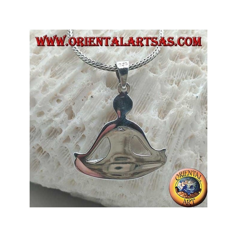 Colgante de plata "esencial" liso, sentado a Buda en meditación