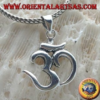 Smooth silver pendant in the shape of ॐ om (sacred Hindu mantra)