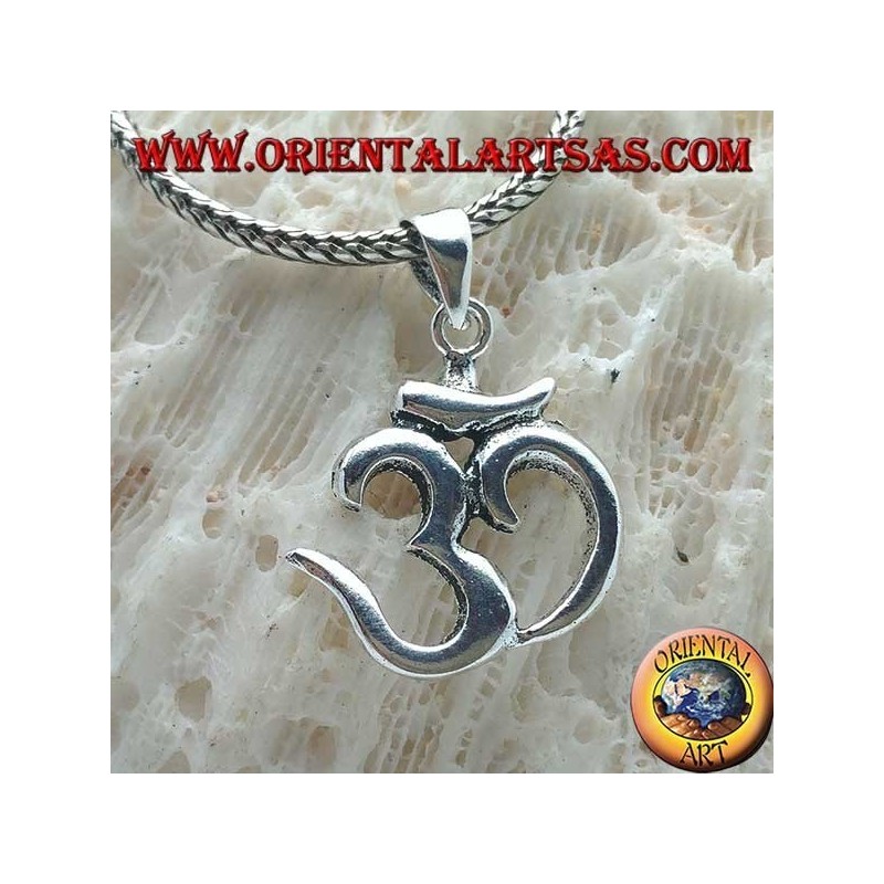 Glatter silberner Anhänger in Form von Om (heiliges Hindu-Mantra)