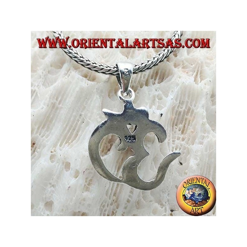 Pendentif en argent lisse en forme de ॐ om (mantra hindou sacré)