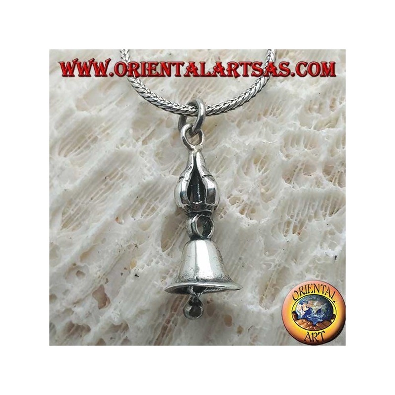 Smooth Tibetan Gantha silver pendant (Buddhist bell)