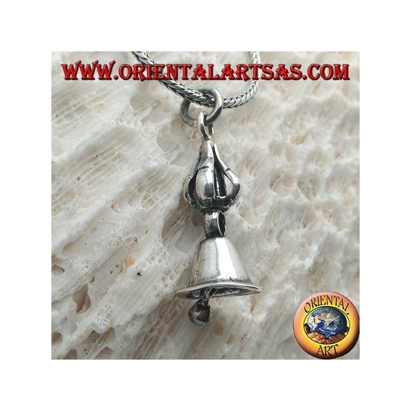 Smooth Tibetan Gantha silver pendant (Buddhist bell)