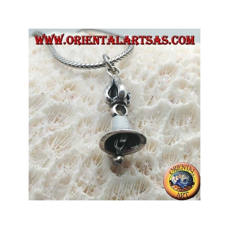 Pendentif argent tibétain lisse Gantha (cloche bouddhiste)
