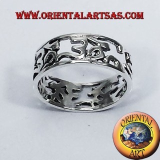 Anello Fedina Om (sillaba sacra ) traforato in argento