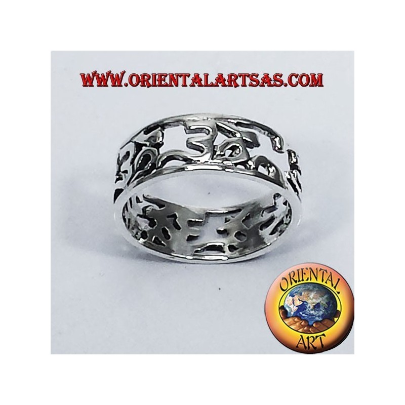 Anello Fedina Om (sillaba sacra ) traforato in argento 