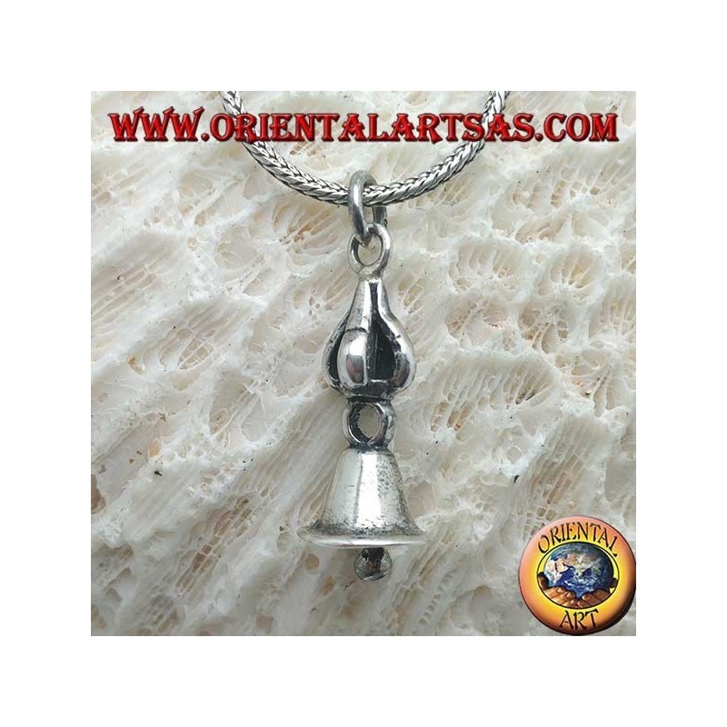 Ciondolo in argento Gantha tibetano (campana buddista) liscia