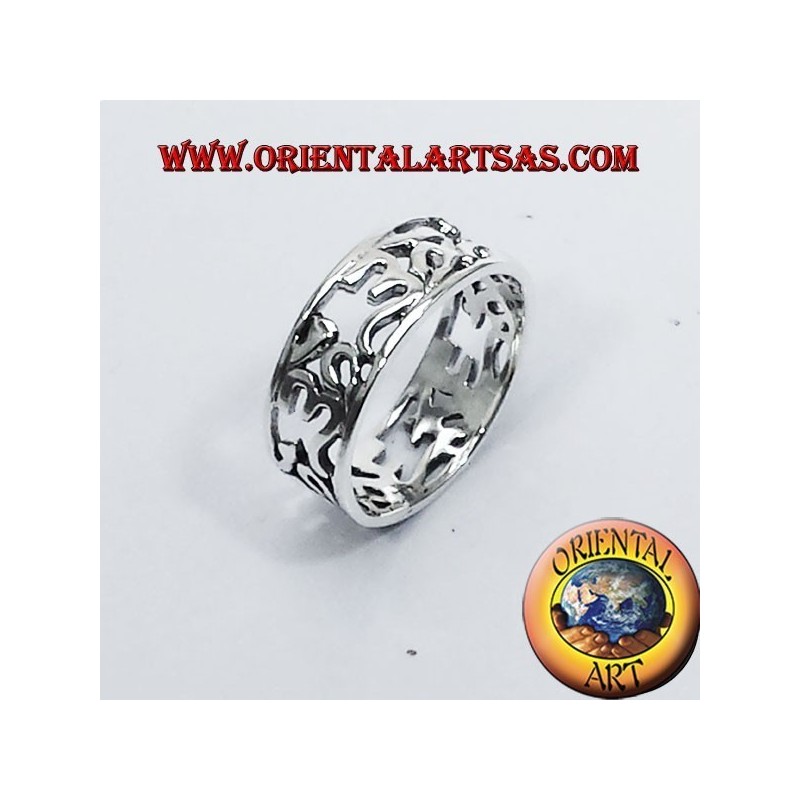 Anello Fedina Om (sillaba sacra ) traforato in argento 