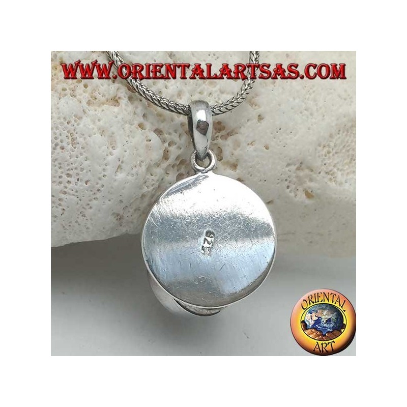 Colgante de plata en marco de fotos con cabujón redondo labradorita