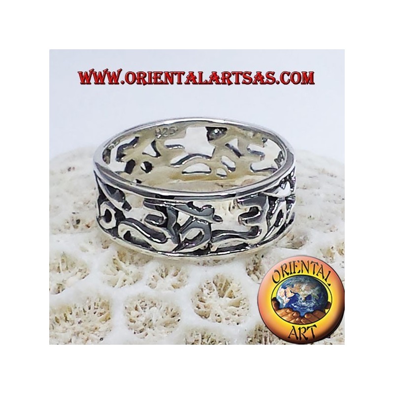 Anello Fedina Om (sillaba sacra ) traforato in argento 