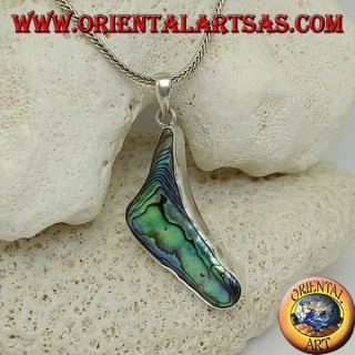 Silver pendant in the shape of brackets with paua shell (abalone)