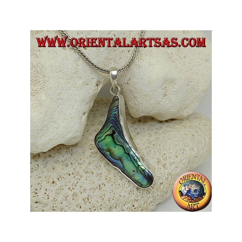Colgante de plata en forma de brackets con concha de paua (abulón)