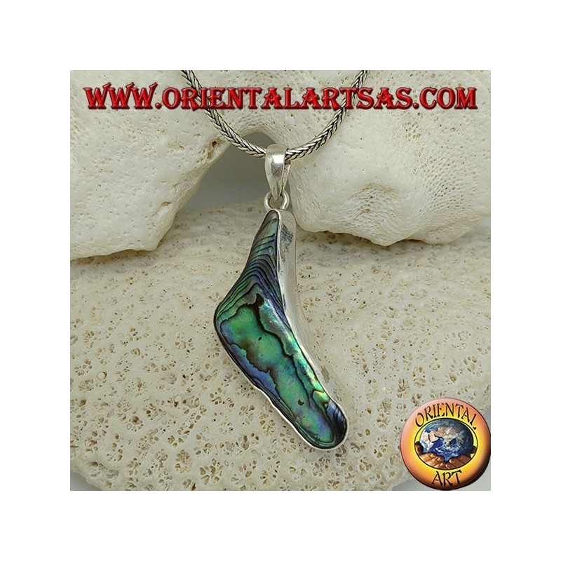 Colgante de plata en forma de brackets con concha de paua (abulón)