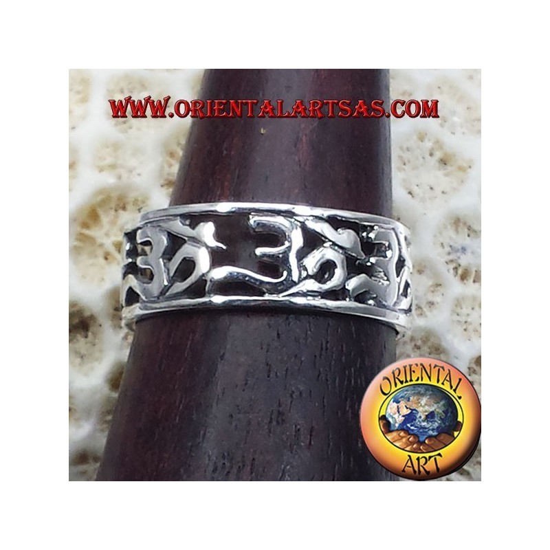 Anello Fedina Om (sillaba sacra ) traforato in argento 