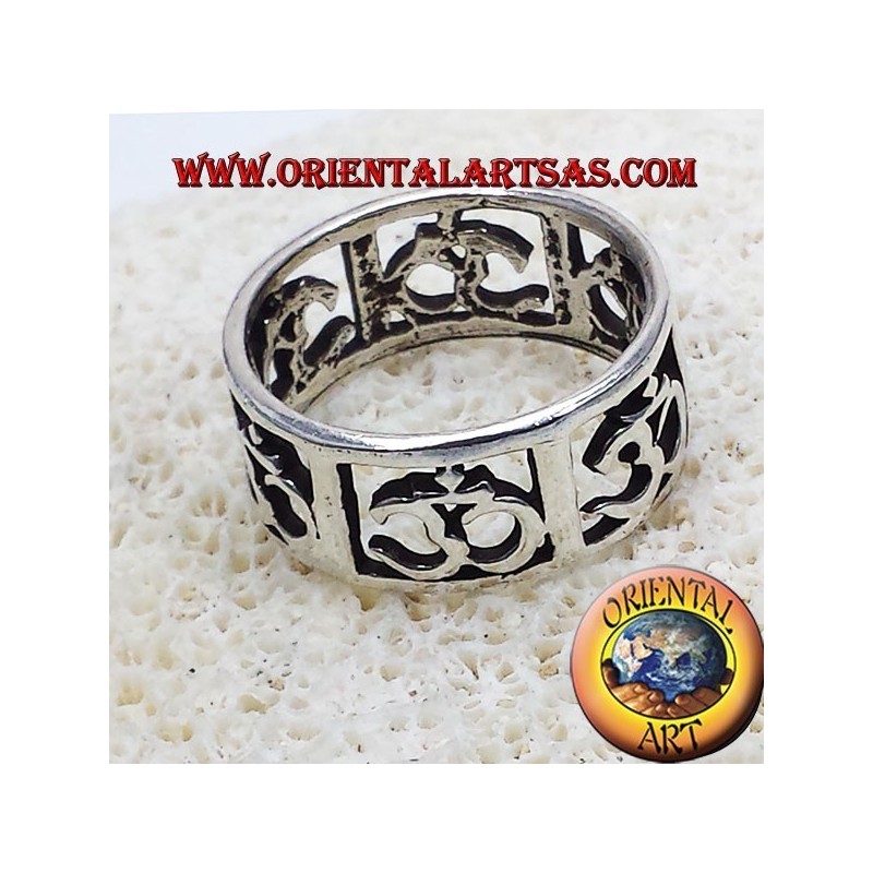 Anello Fedina Om (sillaba sacra ) traforato in argento 