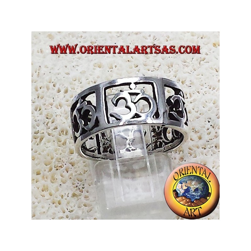 Anello Fedina Om (sillaba sacra ) traforato in argento 