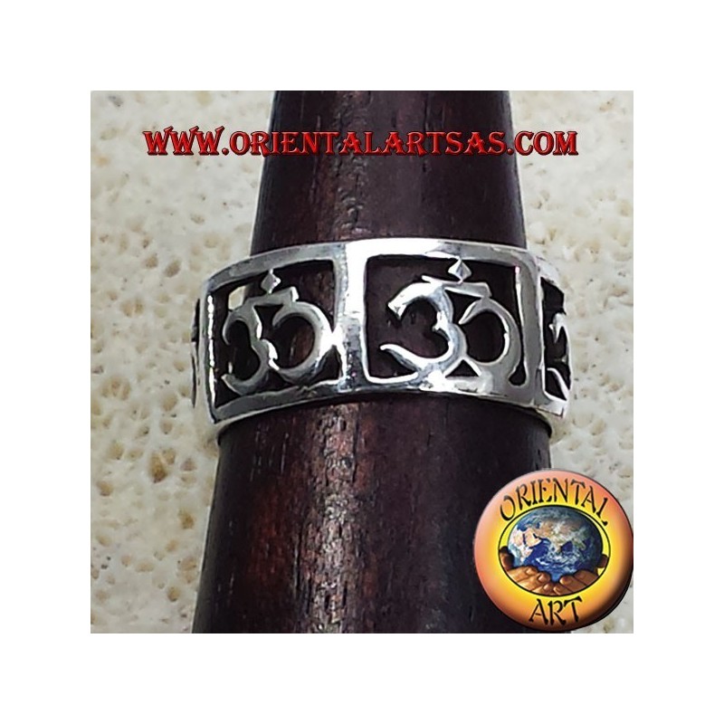 Anello Fedina Om (sillaba sacra ) traforato in argento 