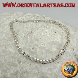 Bracelet Groumette argent fin et chaîne plate