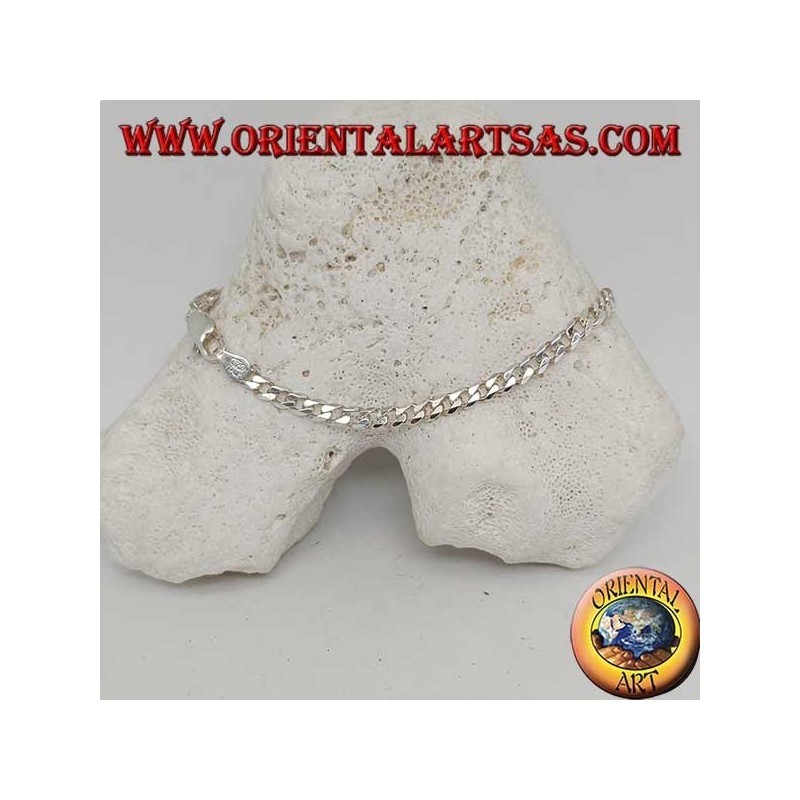 Dünnes, flachkettiges silbernes Groumette-Armband