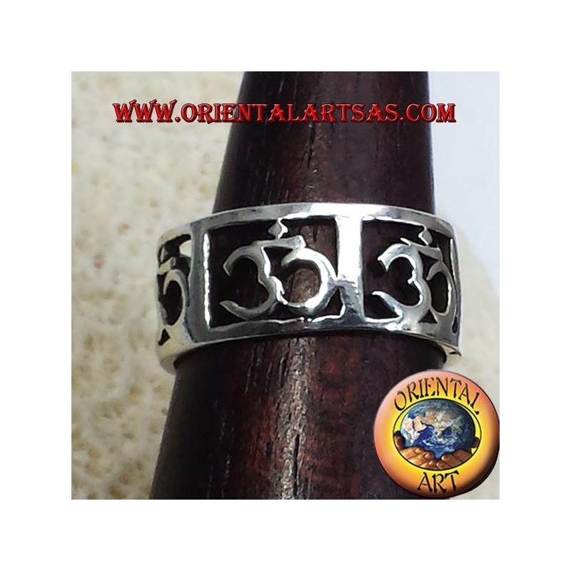 Anello Fedina Om (sillaba sacra ) traforato in argento 