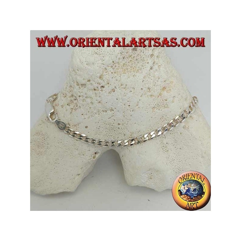 Bracelet Groumette argent fin et chaîne plate