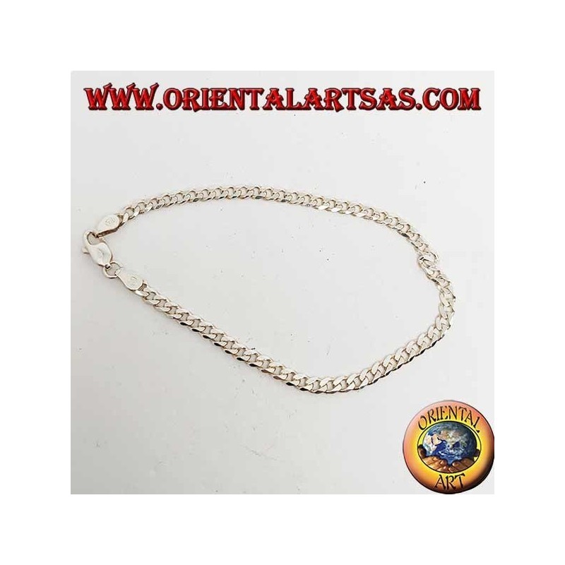 Thin Groumette silver bracelet, flat chain