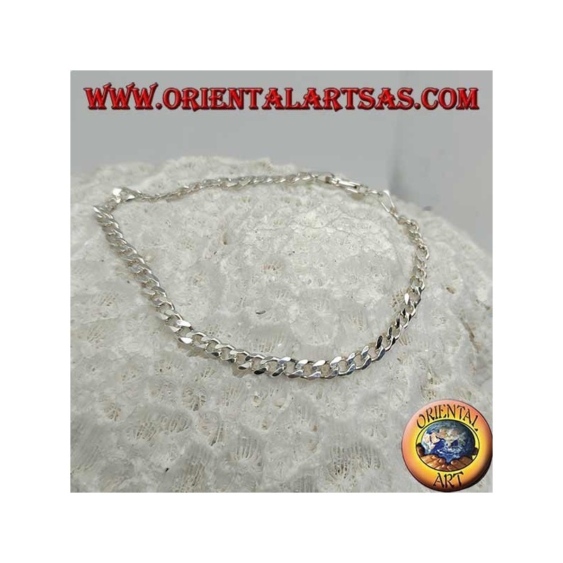 Bracelet Groumette argent fin et chaîne plate