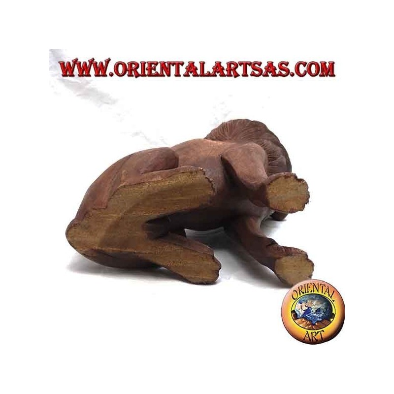 Leone in Legno Suar 30cm | Scultura Artigianale da Blocco Unico