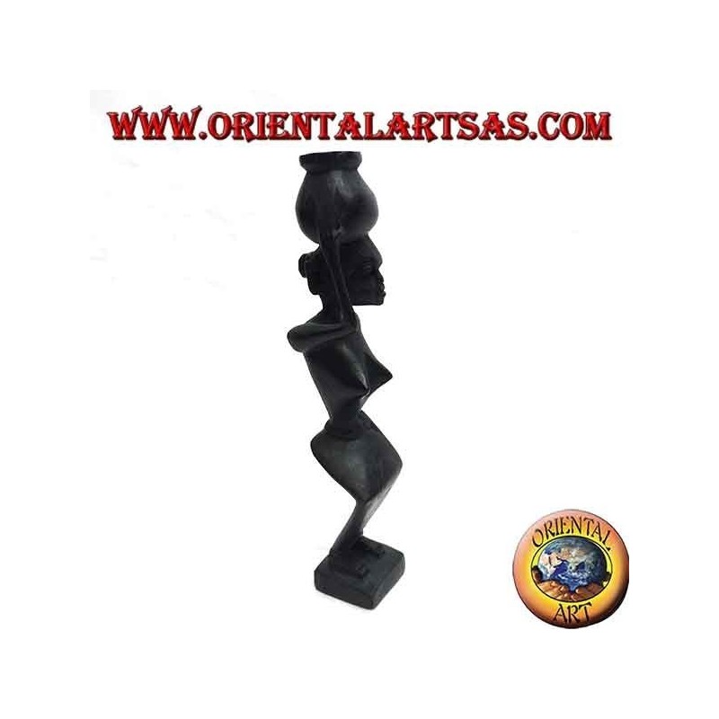 Sculpture of a hydrophore woman (water carrier) in ebony wood