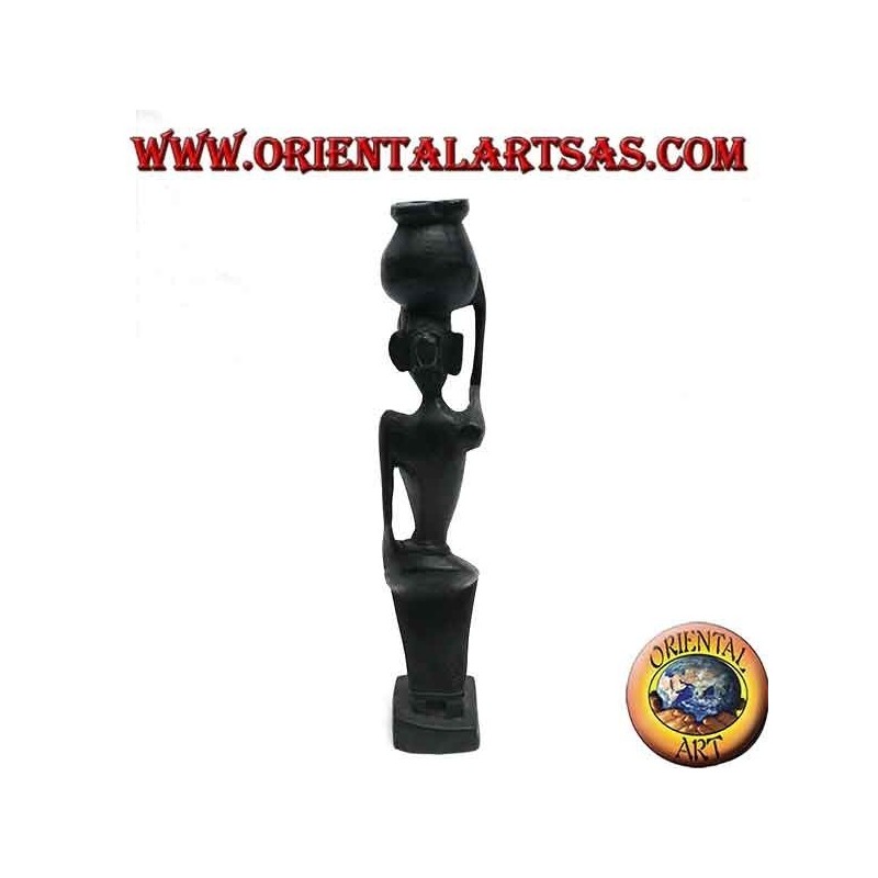 Sculpture of a hydrophore woman (water carrier) in ebony wood