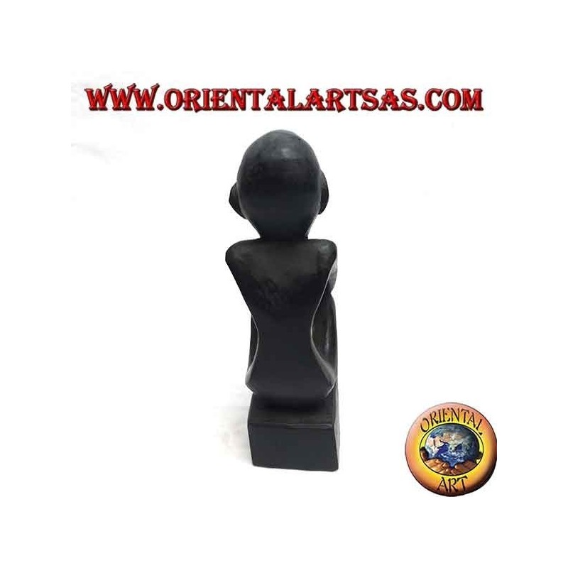 Skulptur eines sitzenden Denkers mit gebogenen Beinen aus Ebenholz