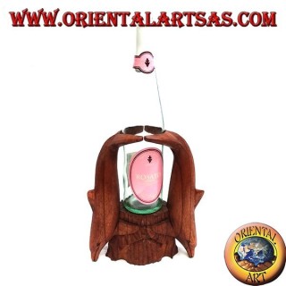 Bottle holder with sculpture of two dolphins in Suar wood acrobatics