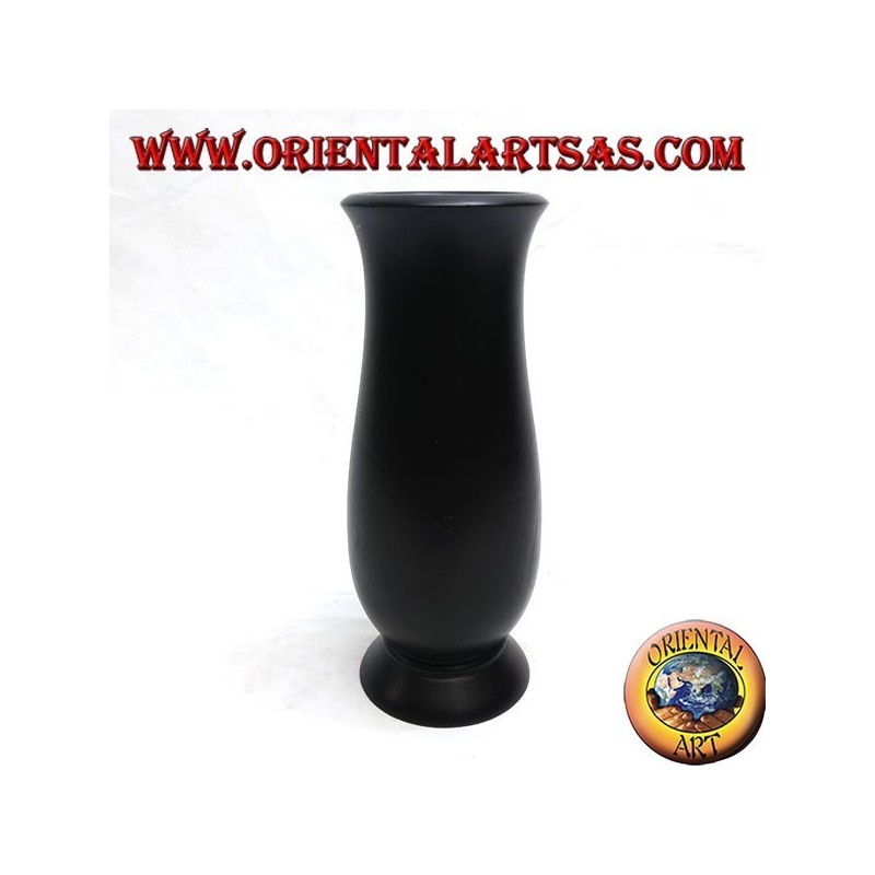 Mahagoni Blumenvase mit floralen Einschnitten 20 cm (schmal)