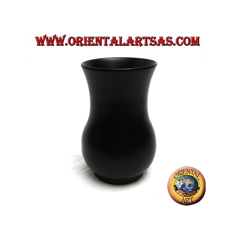 Florero de caoba con incisiones florales 20 cm (ancho)