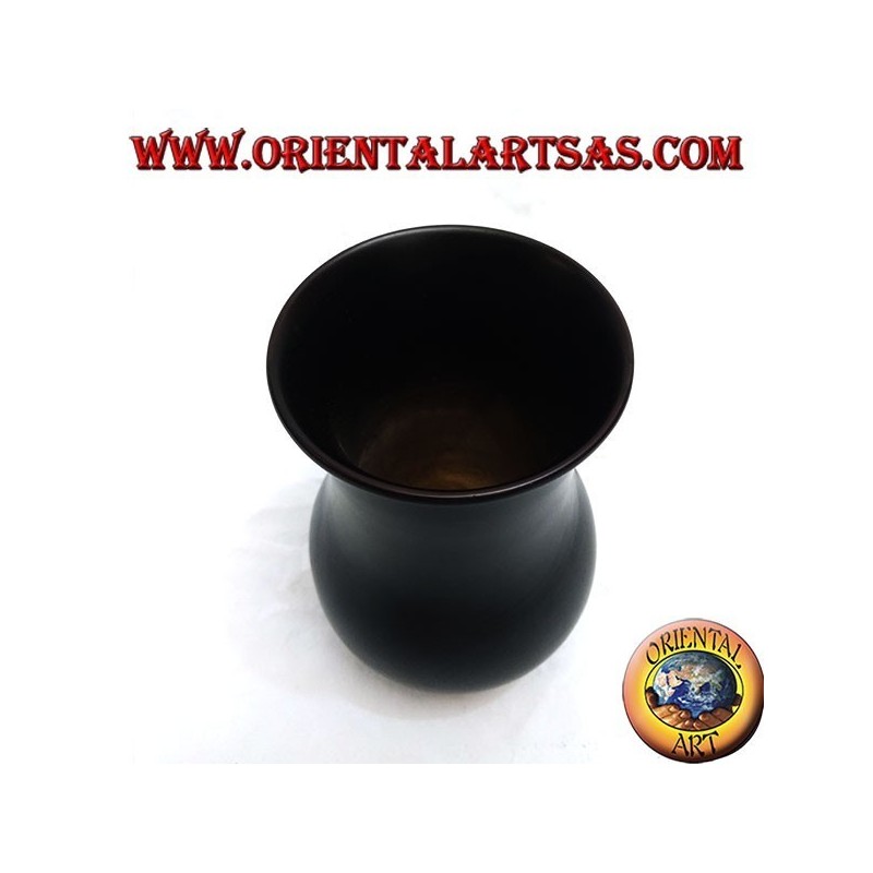 Mahogany flower vase with floral incisions 20 cm (wide)