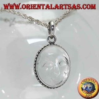 Silver pendant with sun hollowed out of rock crystal and border decorated with dots
