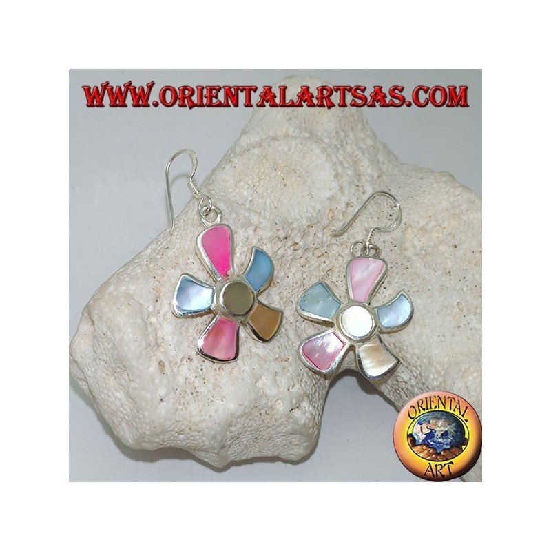 Orecchini in argento a forma di stella marina con madreperla multicolor