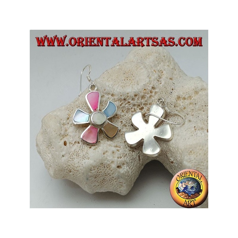 Orecchini in argento a forma di stella marina con madreperla multicolor