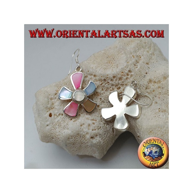 Orecchini in argento a forma di stella marina con madreperla multicolor