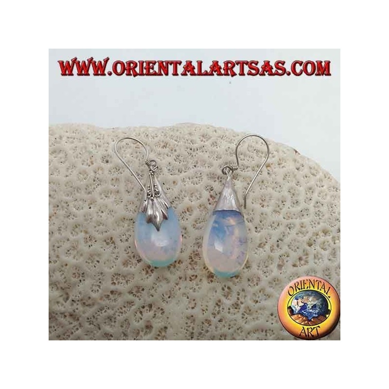 Silver drop earrings with sea opal