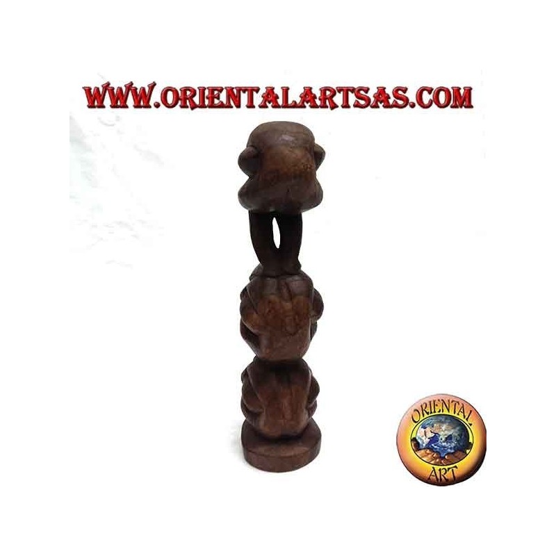 Scultura rappresentativa dell'Ātman (karma dello yogi) "non vedo, non parlo, non sento" in legno di suar da 30 cm