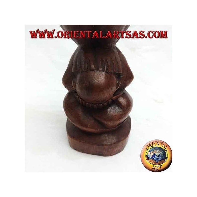 Skulptur Vertreter des Atman (Yogi Karma) "Ich sehe nicht, ich spreche nicht, ich höre nicht" in 30 cm Suar Holz