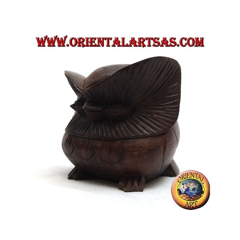 Sculpture of an owl curled up in 7 cm ebony wood